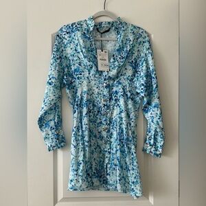 NWT Zara Blue and White Patterned Dress